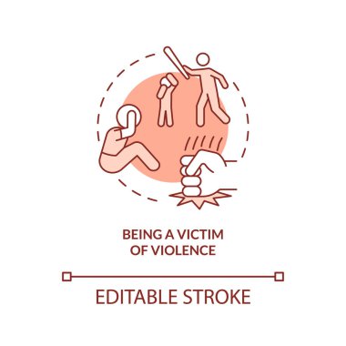 Şiddet terracotta konsept ikonunun kurbanı olmak. Fiziksel, psikolojik istismar soyut fikir ince çizgi çizimi. İzole bir taslak çizim. Düzenlenebilir felç. Arial, Myriad Pro-Kalın yazı tipleri
