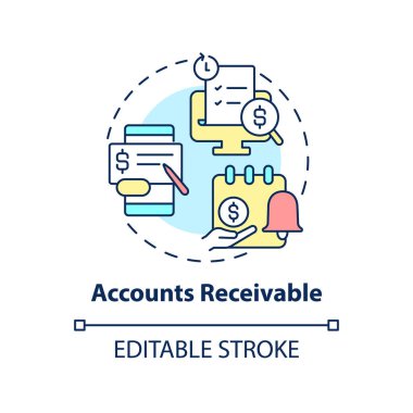 Hesap alınabilir konsept simgesi. İş dünyasındaki otomasyon örnekleri soyut fikir ince çizgi çizimi. İzole bir taslak çizim. Düzenlenebilir felç. Arial, Myriad Pro-Kalın yazı tipleri