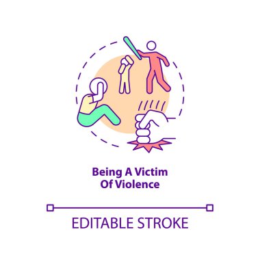 Şiddet konsepti ikonunun kurbanı olmak. Negatif çocukluk deneyimi soyut fikir ince çizgi çizimi. Zor bir çocukluk. İzole bir taslak çizim. Düzenlenebilir felç. Arial, Myriad Pro-Kalın yazı tipleri