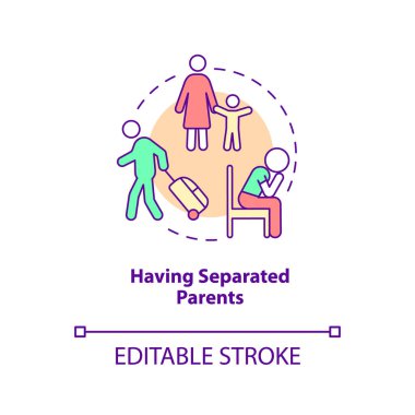 Ebeveyn kavramının ayrı olması. Çocuk davranış sorunları için sebep soyut fikir ince çizgi çizimi. İzole bir taslak çizim. Düzenlenebilir felç. Arial, Myriad Pro-Kalın yazı tipleri