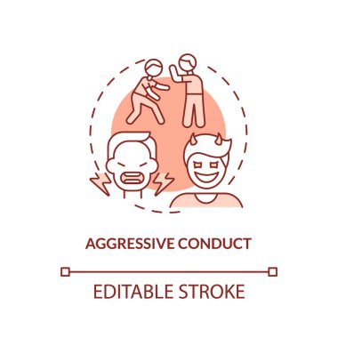 Agresif davranış kırmızı konsept ikonu. Davranış grupları. Düzensizliği yönetmek soyut fikir ince çizgi çizimi. İzole bir taslak çizim. Düzenlenebilir felç. Arial, Myriad Pro-Kalın yazı tipleri