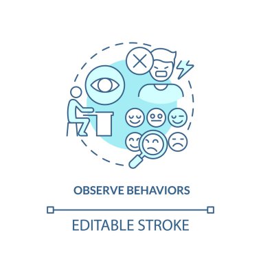 Turkuvaz konsept ikonunu gözlemleyin. Öğretmen için bahşiş. Düzensizliği yönetmek soyut fikir ince çizgi çizimi. İzole bir taslak çizim. Düzenlenebilir felç. Arial, Myriad Pro-Kalın yazı tipleri