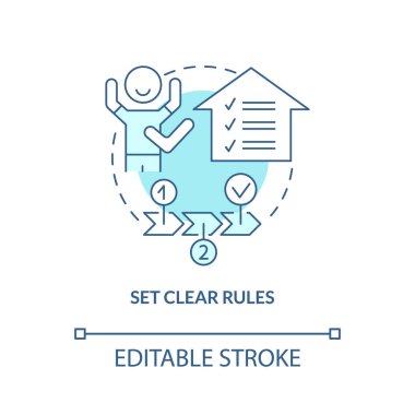 Turkuaz konsept simgesini belirle. Ebeveynler için bahşiş. Düzensizliği yönetmek soyut fikir ince çizgi çizimi. İzole bir taslak çizim. Düzenlenebilir felç. Arial, Myriad Pro-Kalın yazı tipleri