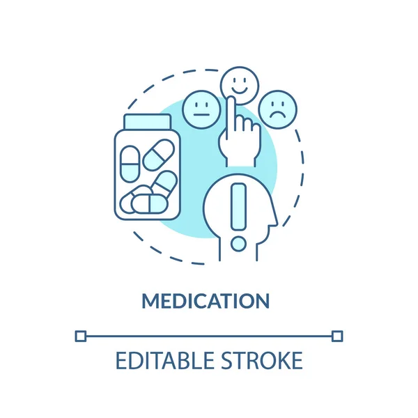 Medikamententürkis Konzeptsymbol Medikamente Störungsbehandlung Durchführen Abstrakte Idee Dünne Linie Illustration — Stockvektor