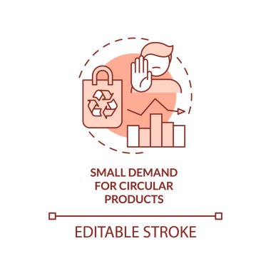 Dairesel ürün terracotta konsept ikonu için küçük bir talep. Ekonomik gelişim soyut fikir ince çizgi çizimi. İzole bir taslak çizim. Düzenlenebilir felç. Arial, Myriad Pro-Kalın yazı tipleri