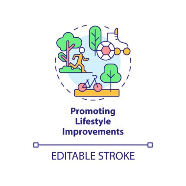 Yaşam tarzını geliştirme konsepti ikonu. Kentsel rahatlık fikirleri soyut fikir ince çizgi çizimi. İzole bir taslak çizim. Düzenlenebilir felç. Arial, Myriad Pro-Kalın yazı tipleri