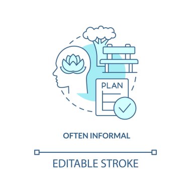 Sıklıkla gayri resmi turkuaz konsept ikonu. Hayat boyu öğrenme özellikleri soyut fikir ince çizgi çizimi. İzole bir taslak çizim. Düzenlenebilir felç. Arial, Myriad Pro-Kalın yazı tipleri