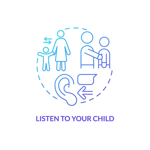 Escuche Icono Del Concepto Gradiente Azul Hijo Consejos Para Los — Vector de stock