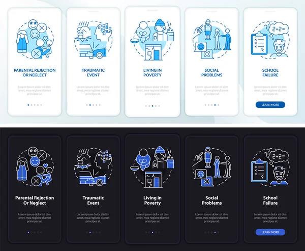 Conducta Noche Riesgo Desorden Modo Día Incorporando Pantalla Aplicación Móvil — Archivo Imágenes Vectoriales