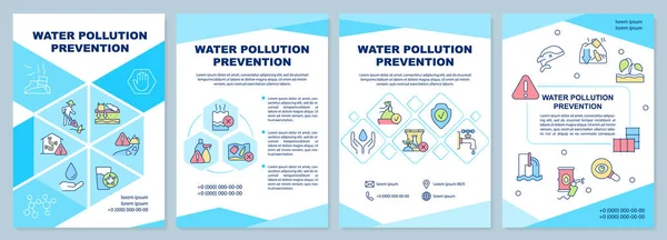 Запобігання Забрудненню Води Синя Брошура Шаблон Якісний Контроль Дизайн Листків — стоковий вектор