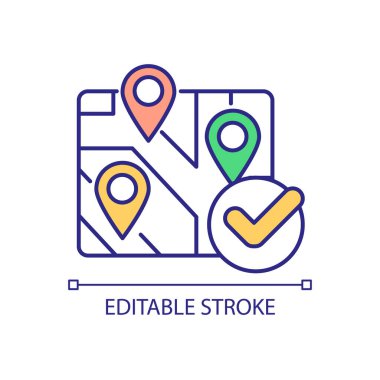 Tam bir RGB renk simgesi. Konforlu şehir altyapısı. Önemli noktalar aranjmanı. İzole vektör çizimi. Basit bir çizgi çizimi. Düzenlenebilir felç. Kullanılan Arial yazı tipi