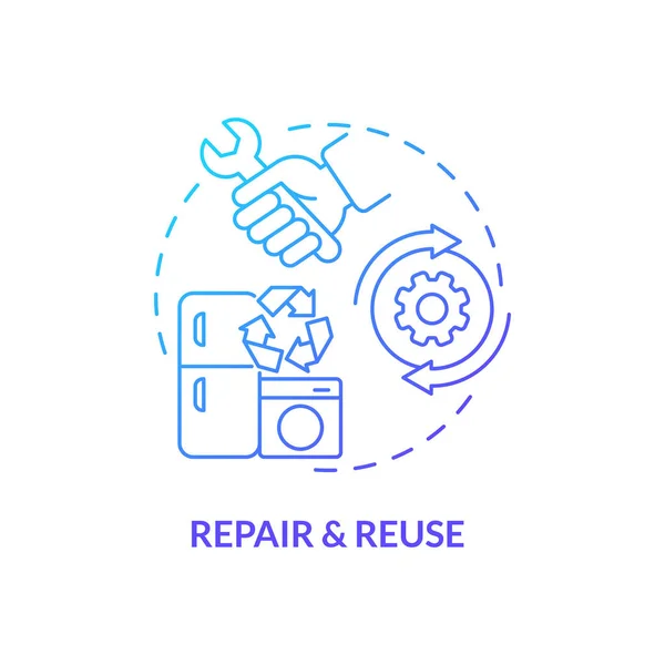 Reparação Reutilização Ícone Conceito Gradiente Azul Processo Economia Circular Ideia — Vetor de Stock