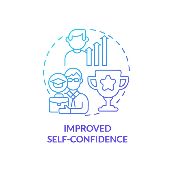 Förbättrat Självförtroende Blå Gradient Koncept Ikon Självsäkerhet Livslångt Lärande Gynnar — Stock vektor