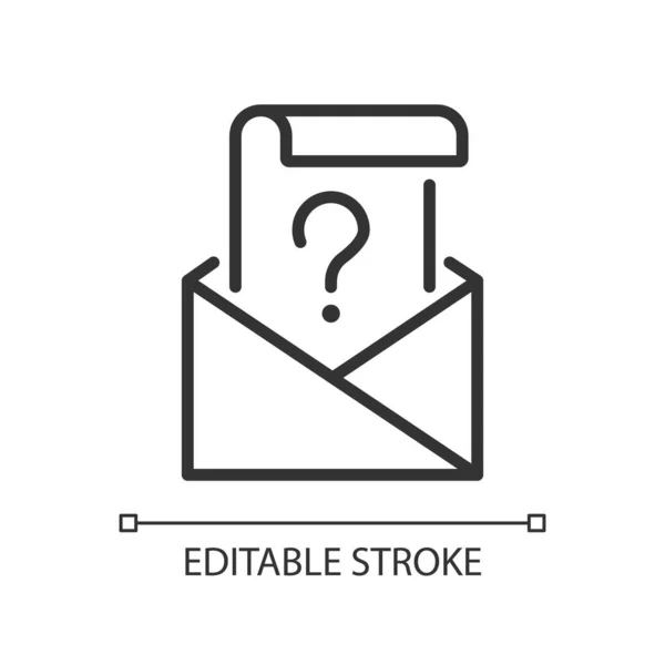 Mail Frage Lineares Symbol Umschlag Und Brief Mit Fragezeichen Problemlösung — Stockvektor