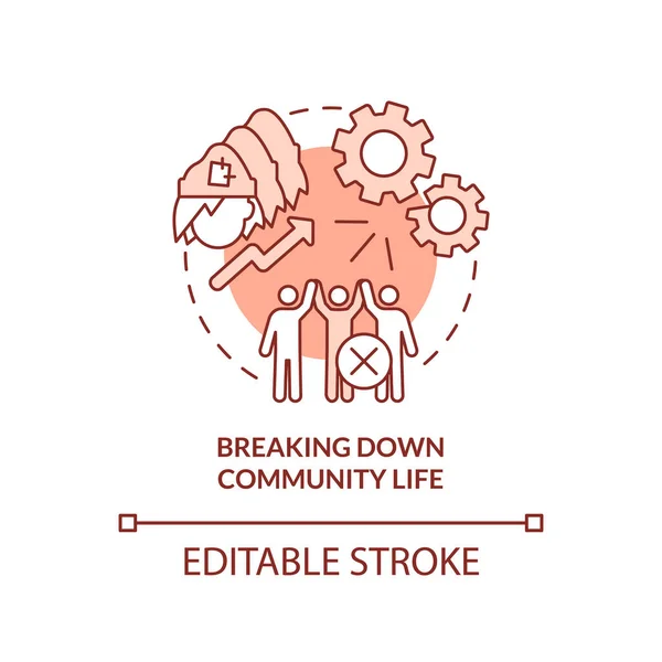 Breaking Community Life Terracotta Concept Icon Destructive Problem Abstract Idea — Stock Vector