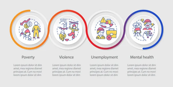 Sem Teto Causa Modelo Infográfico Loop Desemprego Pobreza Visualização Dados — Vetor de Stock