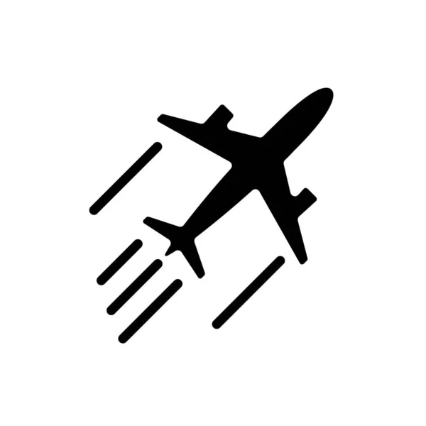 Czarna Ikona Glifowa Samolotu Prywatny Komercyjny Lot Silnik Odrzutowy Lądowanie — Wektor stockowy