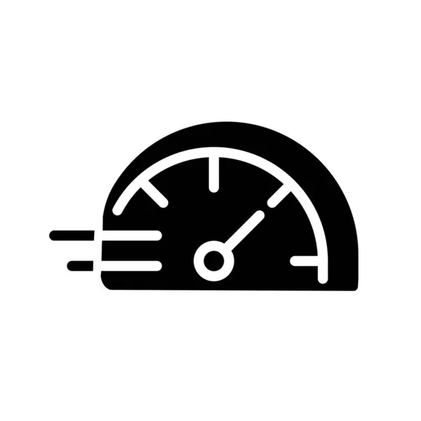 Speedometer Black Glyph Icon Miles Hour Speed Control Vehicle Acceleration — Stock Vector