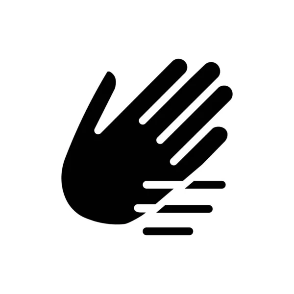 Waving Hand Black Glyph Icon Nonverbal Communication Greeting Calling Gesture — Stock Vector