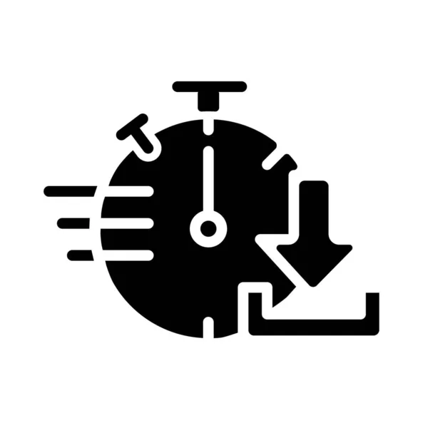 Descarga Rápida Icono Glifo Negro Transferencia Datos Archivos Digitales Recibidos — Vector de stock