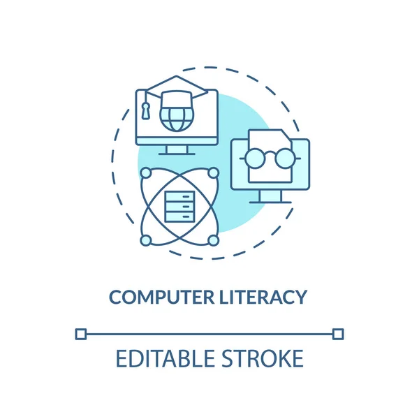 Icono Del Concepto Alfabetización Informática Turquesa Sistemas Informáticos Habilidades Digitales — Vector de stock