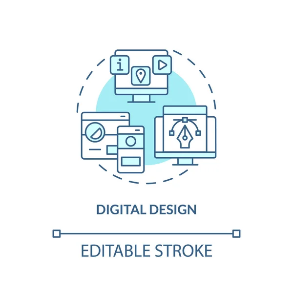 Ícone Conceito Turquesa Design Digital Componente Visual Habilidades Digitais Avançadas — Vetor de Stock