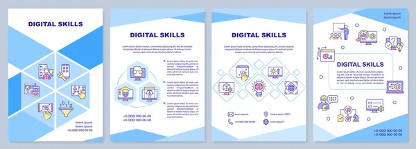 Modelo Brochura Competências Digitais Alfabetização Informática Desenho Folheto Com Ícones — Vetor de Stock