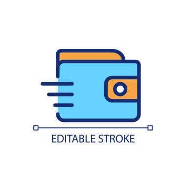 Hızlı ödeme piksel mükemmel RGB renk simgesi. Elektronik para transferi. Finansal operasyon. İzole vektör çizimi. Basit bir çizgi çizimi. Düzenlenebilir felç. Kullanılan Arial yazı tipi