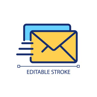 Posta pikseli mükemmel RGB renk simgesi. Elektronik posta. Posta servisi. Mektup yazışmaları. İzole vektör çizimi. Basit bir çizgi çizimi. Düzenlenebilir felç. Kullanılan Arial yazı tipi