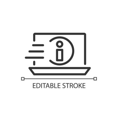 Bilgi pikseli mükemmel doğrusal simge alınıyor. Veri aranıyor. Phishing. Bilgi Güvenliği. İnce çizgili çizim. Contour sembolü. Vektör çizimi. Düzenlenebilir felç. Kullanılan Arial yazı tipi