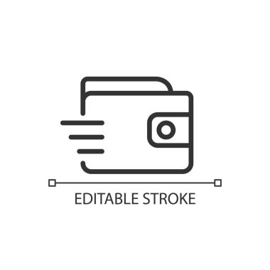 Hızlı ödeme piksel mükemmel doğrusal simge. Elektronik para transferi. Finansal operasyon. İnce çizgili çizim. Contour sembolü. Vektör çizimi. Düzenlenebilir felç. Kullanılan Arial yazı tipi