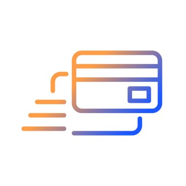 Para transfer gradyanı doğrusal vektör simgesi. Elektronik para transferi. Finansal operasyon. Dinamik hareket. İnce çizgi renk sembolü. Modern tarz pictogram. Vektör izole çizimi