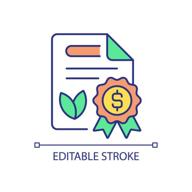 RGB renk simgesi sağlayan çevre dostu program için bağış. İşlere maddi destek. İzole vektör çizimi. Basit bir çizgi çizimi. Düzenlenebilir felç. Kullanılan Arial yazı tipi