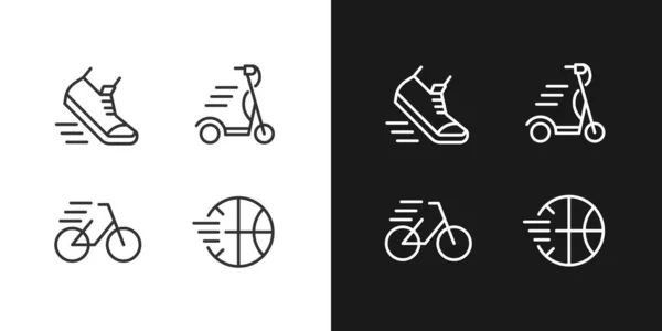Piksele Aktywności Sportowej Idealne Liniowe Ikony Ustawione Ciemnego Lekkiego Trybu — Wektor stockowy