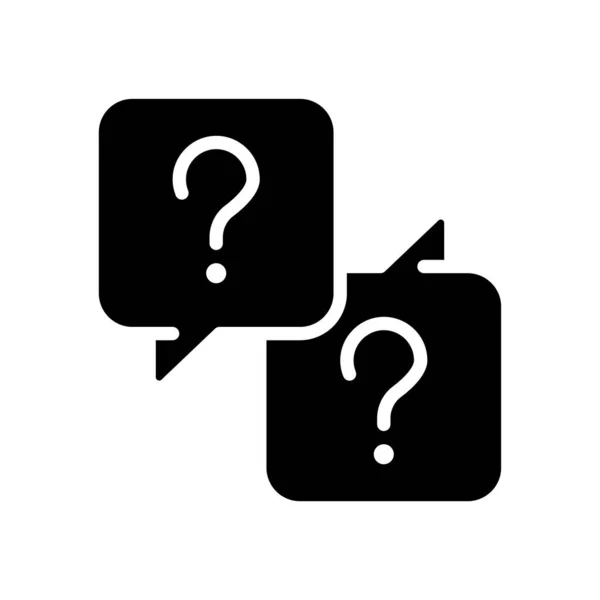 Missverständnis Schwarze Glyphen Ikone Kommunikationsprobleme Überwinden Sprechblasen Mit Fragezeichen Silhouette — Stockvektor