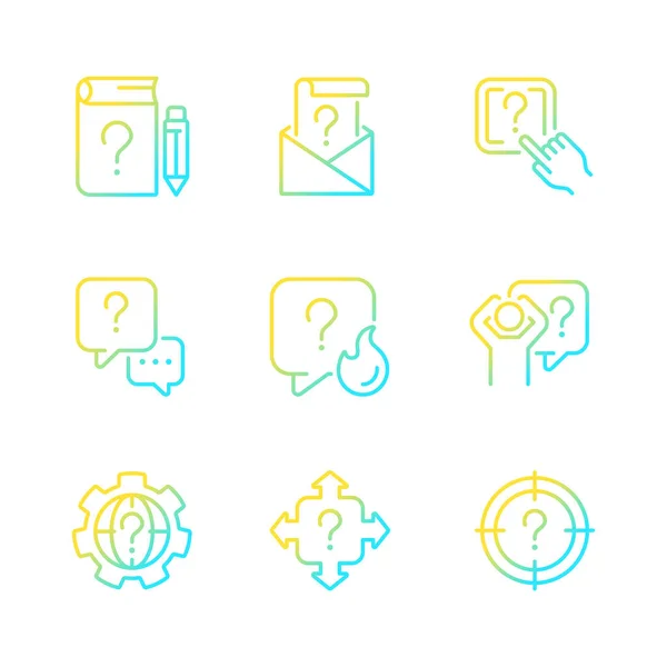 Necessary Information Service Gradient Linear Vector Icons Set Answers Questions — Stock Vector