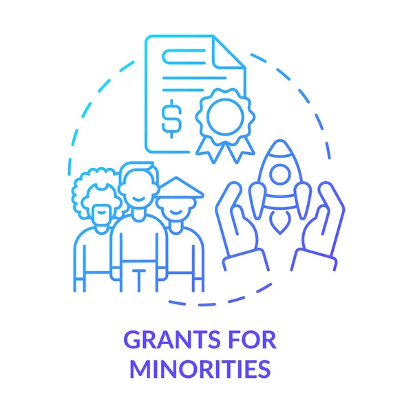 Grants Minorities Blue Gradient Concept Icon Social Support Small Business — Stock Vector