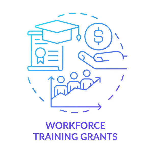 Workforce Training Grants Blue Gradient Concept Icon Financial Support Small — Stock Vector