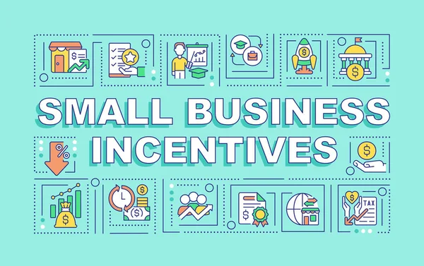 Small Business Incentives Word Concepts Mint Banner Startup Boosting Infographics — Stock Vector