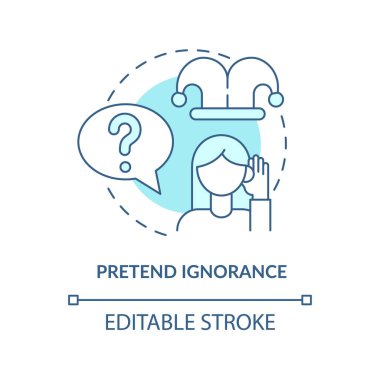 Cehalet turkuvaz konsept simgesi gibi davranın. Duygusal manipülasyon soyut fikir ince çizgi çizimi. İndirimli duygular. İzole bir taslak çizim. Düzenlenebilir felç. Arial, Myriad Pro-Kalın yazı tipleri