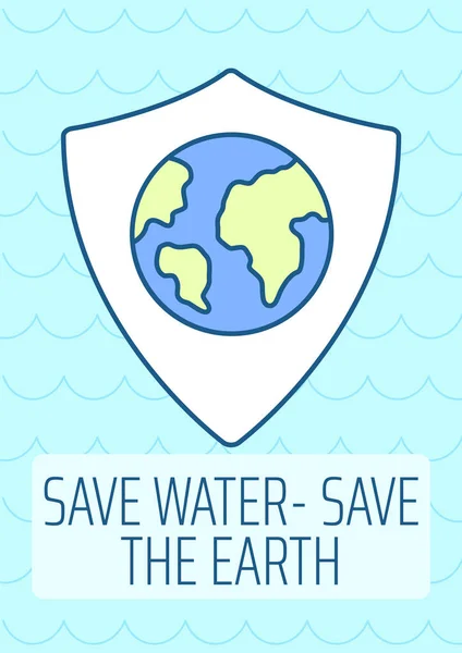 Salve Água Salve Cartão Saudação Terra Com Elemento Ícone Cor —  Vetores de Stock