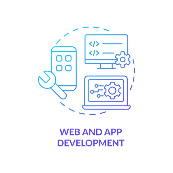 Desarrollo Web Aplicación Icono Concepto Gradiente Azul Crear Sitio Web — Vector de stock