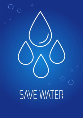 Doğrusal glyph ikonlu yeterli su kullanımı kartpostalı. Dekoratif vektör tasarımlı tebrik kartı. Yaratıcı çizim illüstrasyonlu basit tarz poster. Tatil broşürleri.