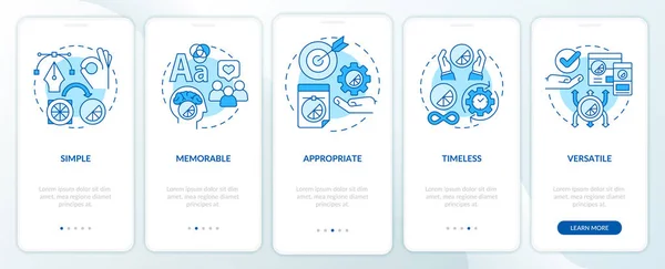 Хороший Дизайн Логотипа Синий Экран Мобильного Приложения Прохождение Шагам Графических — стоковый вектор
