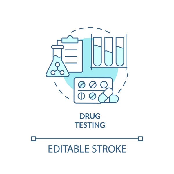 Prueba Drogas Icono Concepto Color Turquesa Investigación Farmacia Cosas Que — Vector de stock