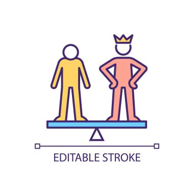 RGB renk simgesi karşılaştırılıyor. Davranış manipülasyonu. Duygusal istismar. Terbiyesizlik. Psikolojik bir numara. İzole vektör çizimi. Basit bir çizgi çizimi. Düzenlenebilir felç. Kullanılan Arial yazı tipi