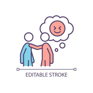 Duygusal ve sözlü taciz RGB renk simgesi. Eleştiri ve manipülasyon. İhmal etmek ve kötü davranmak. İzole vektör çizimi. Basit bir çizgi çizimi. Düzenlenebilir felç. Kullanılan Arial yazı tipi