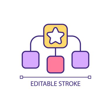 Web tasarımı RGB renk simgesinde görsel öğeler hiyerarşisi. Grafik tasarım prensibi. İzole vektör çizimi. Basit bir çizgi çizimi. Düzenlenebilir felç. Kullanılan Arial yazı tipi