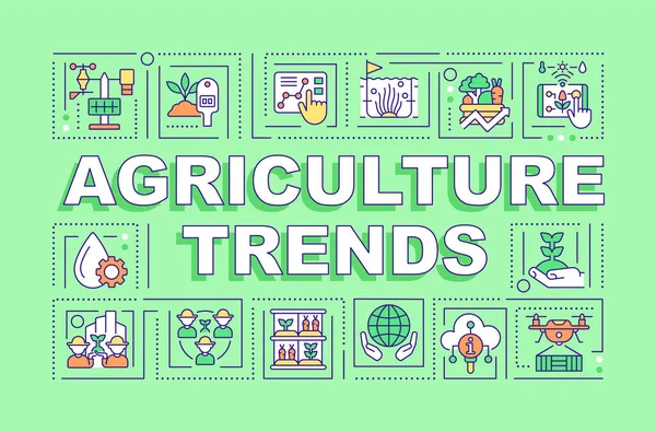 Tendências Agrícolas Conceitos Palavras Bandeira Verde Ideias Para Agricultura Infográficos — Vetor de Stock