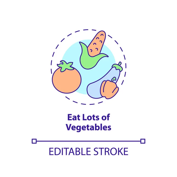 野菜のコンセプトアイコンをたくさん食べてください 健康な骨抽象的なアイデア細い線図を構築します 栄養価の高い食品 独立した外形図面 編集可能なストローク Arial Myriad Pro Boldフォントの使用 — ストックベクタ
